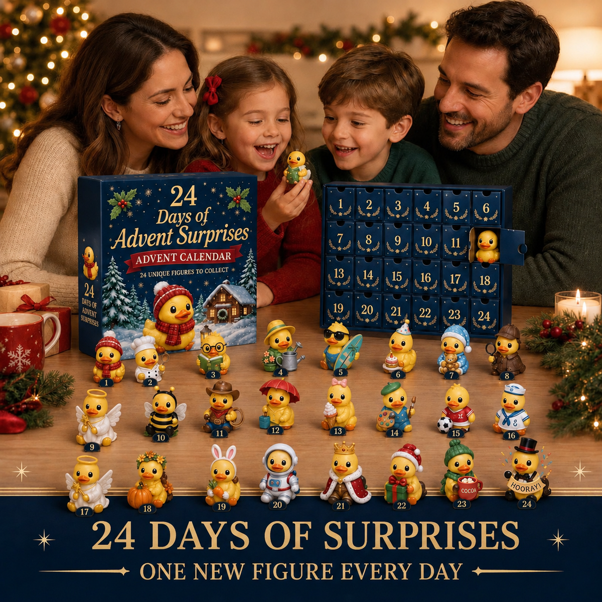 🐥 24 Days of Duck Magic – Advent Calendar with 24 Cute Christmas Ducks to Collect 🎄 (Flat Print on Acrylic)
