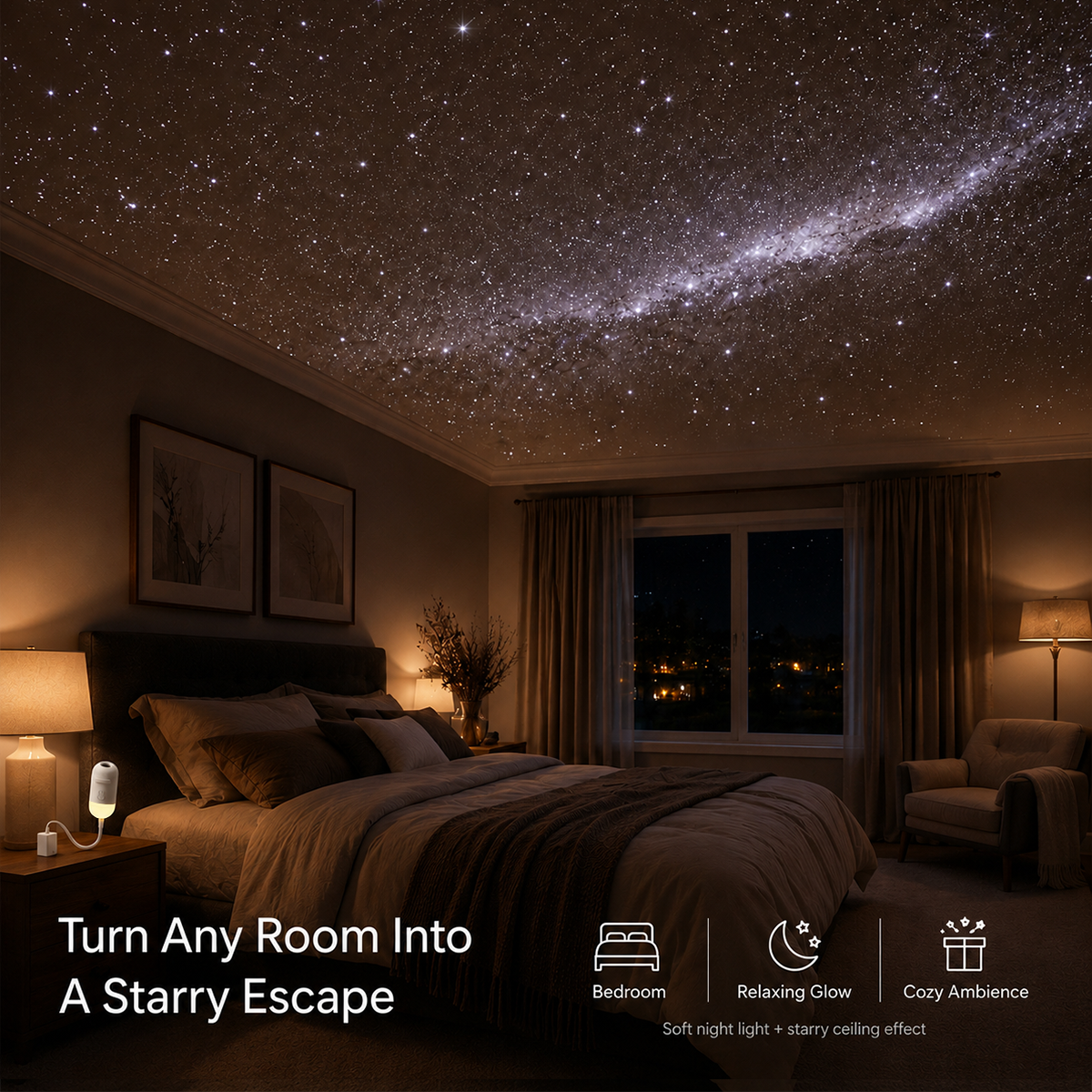 💡🌃2-in-1 Galaxy Star Projector USB Night Light for Indoor Decor