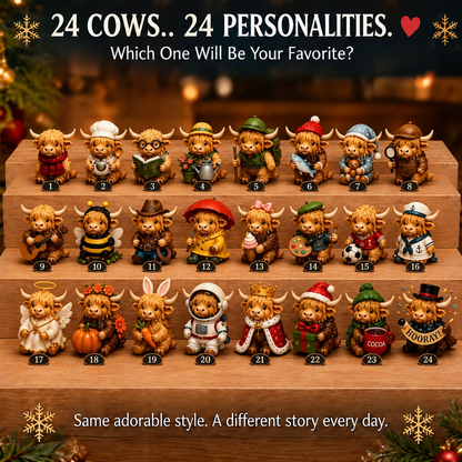 24-Day Highland Cow Advent Calendar | Collectible Christmas Countdown Gift Box
