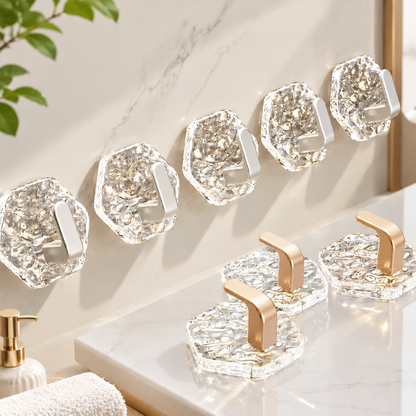 Self-Adhesive Hooks Hexagonal Ripple Design Heavy Duty Sticky Hooks