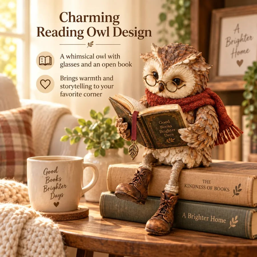 🦉 Cute ornamental figure of a reading owl