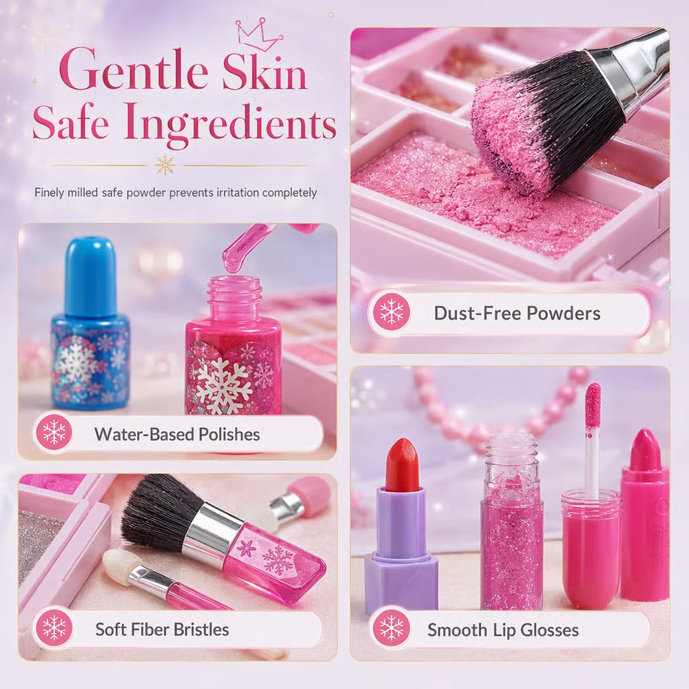 ✨💥📢📢 Washable Princess Makeup Set – Non‑irritating, trays & portable case 🎀