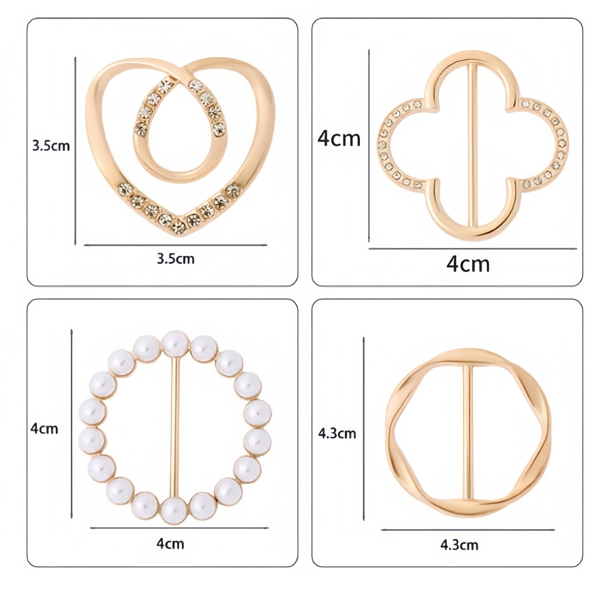 4-Piece Fashion Scarf & Shirt Styling Retaining clip Set