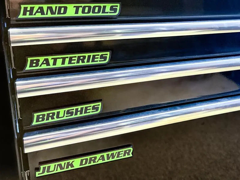 Custom Premium Magnetic Toolbox Labels for Tool Organization - 12 Pack of High Quality 3D Printed Personalized Magnets