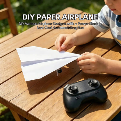 RC Paper Airplane Kit, Remote Control Plane with Gyro Stabilizer & Dual Propellers, DIY Foldable Flying Toy, Easy-to-Fly STEM Toy, Birthday Gift for Kids Boys & Adults