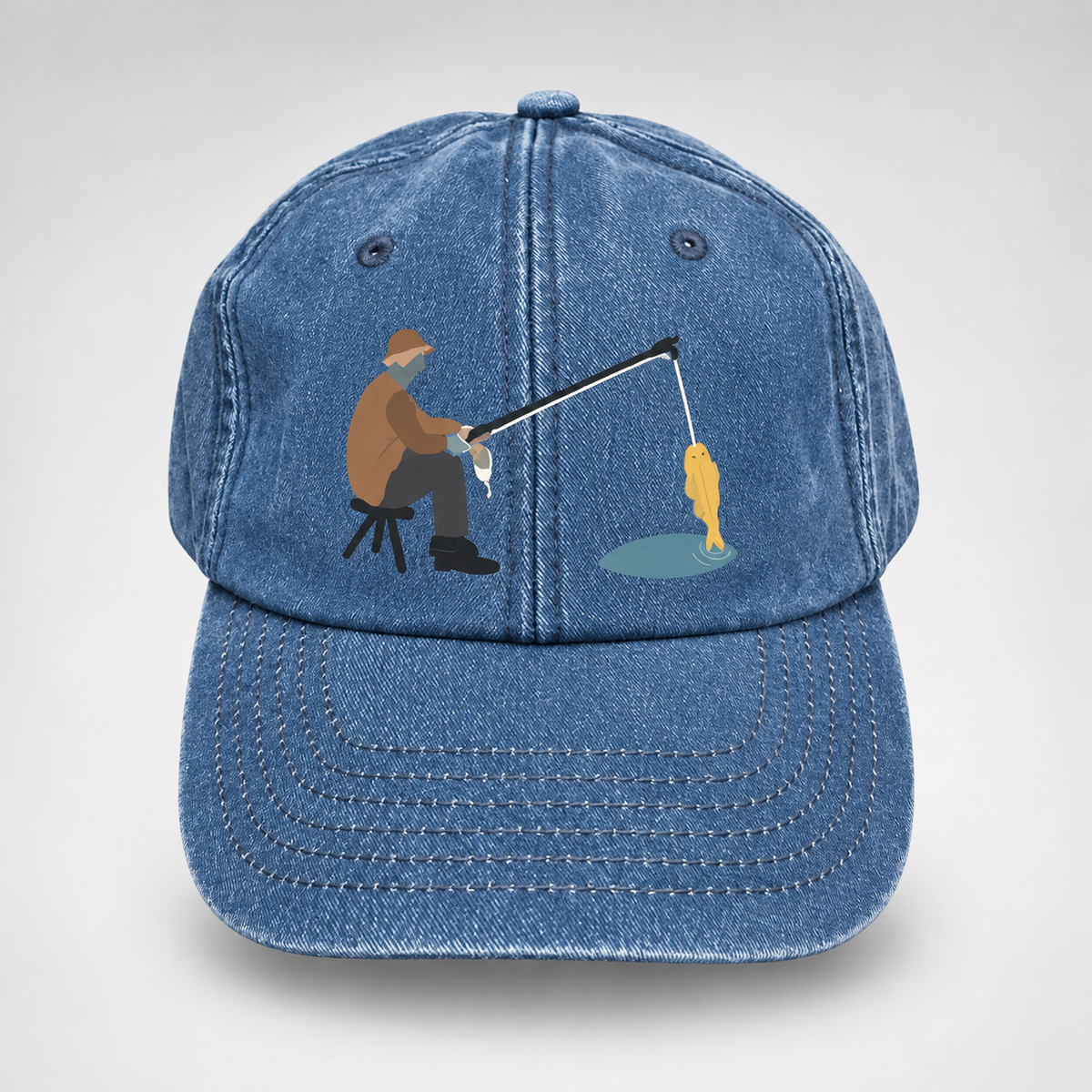 🎣🧢 Catch of the Day Interactive Fishing Cap –🎁 Vintage Washed Moving Fish Hat