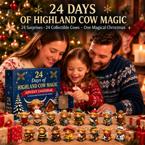 24-Day Highland Cow Advent Calendar | Collectible Christmas Countdown Gift Box