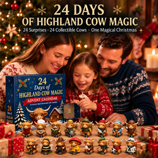 24-Day Highland Cow Advent Calendar | Collectible Christmas Countdown Gift Box