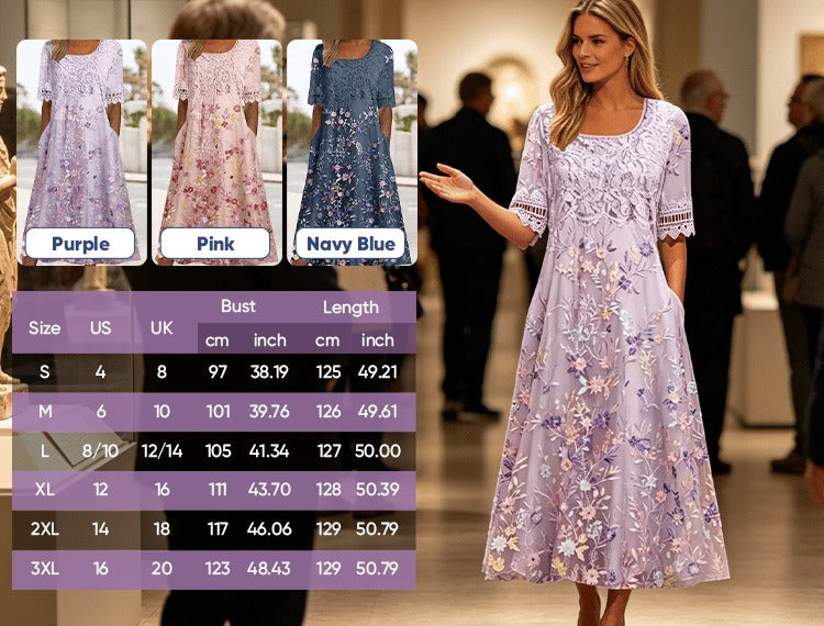 Lace Floral Patchwork A-Line Dress