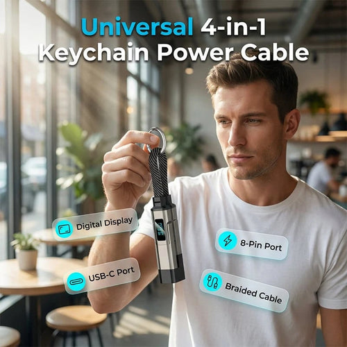 4-in-1 Digital Display Keychain Charging Cable🔋📱