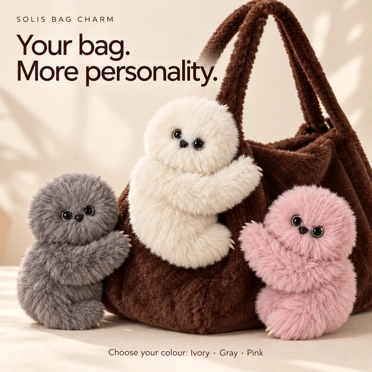 ✨Interactive Plush Bag Charm – Cute Motion-Sensing Companion with Moving Head, Your bags new best friend.💕