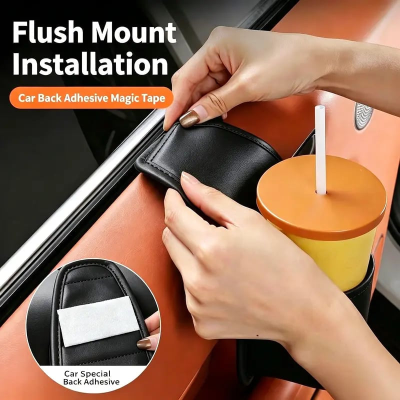 Leather Car Door Storage Pocket Double-Layer Organizer for Phones, Keys & Everyday Driving Essentials