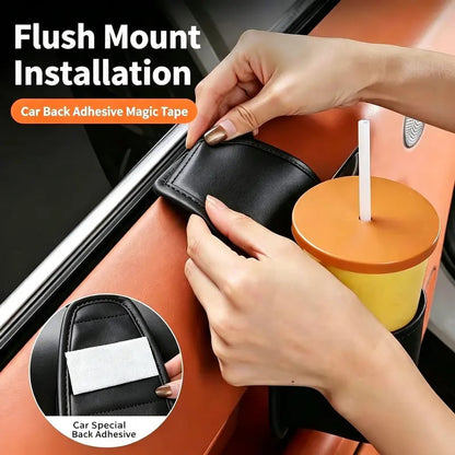 Leather Car Door Storage Pocket Double-Layer Organizer for Phones, Keys & Everyday Driving Essentials