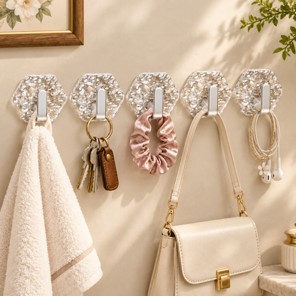 Self-Adhesive Hooks Hexagonal Ripple Design Heavy Duty Sticky Hooks