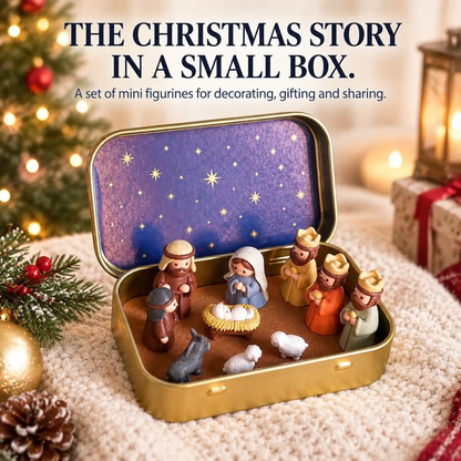 ✨ Portable Mini Nativity Scene In Storage Tin – Pocket-Sized Christmas Nativity Set