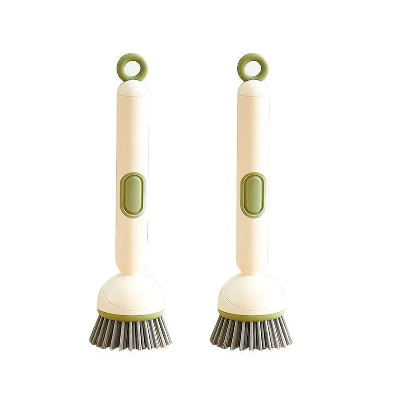 6-in-1 Dish Brush with Detergent Dispenser 360° Rotating Scrubber