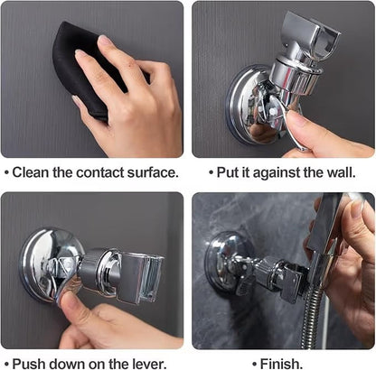 2pcs Adjustable Shower Head Holders Removable Suction Cup Shower Head Bracket No Drill Shower Head Bracket