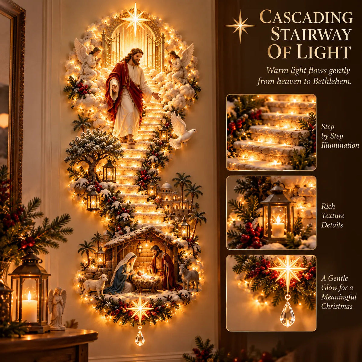 ✨ Jesus Light of Heaven Christmas Wall Hanging✝️