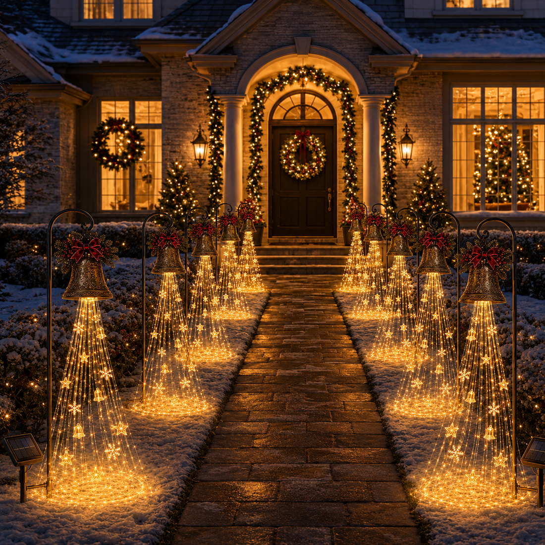 🎄🔔Christmas Bell Cascade Solar Yard Light✨
