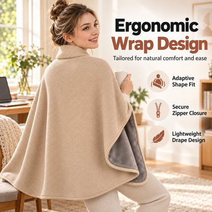 Heated blanket/shoulder wrap with USB charging and 3-level temperature control