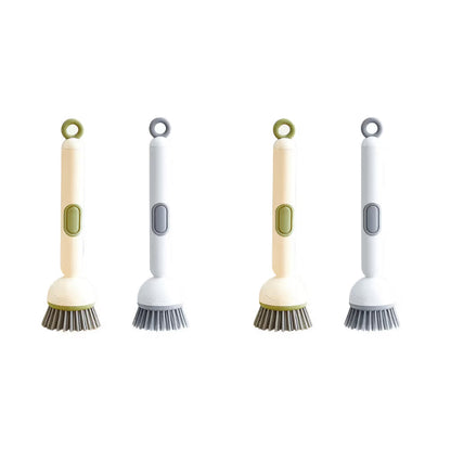 6-in-1 Dish Brush with Detergent Dispenser 360° Rotating Scrubber