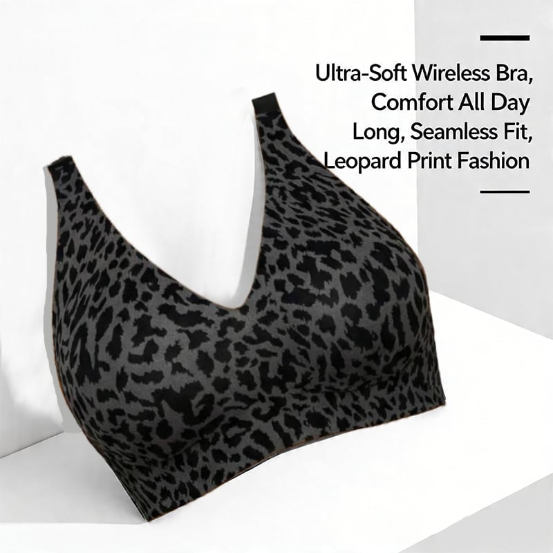 🏆Super Firming Leopard Print Jelly Bra | Women Wirefree Bras 👍No More Sagging Breasts