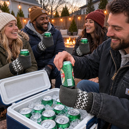 🍻Knitted, insulated beer can mittens – warm hands, cold drinks