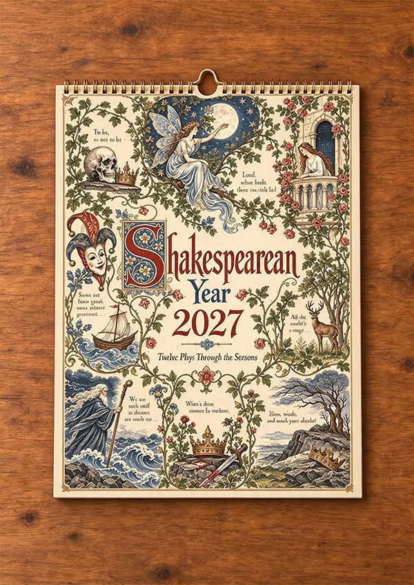A Shakespearean Year 2027 – 12 Plays Through the Seasons | Vintage Illustrated Wall Calendar