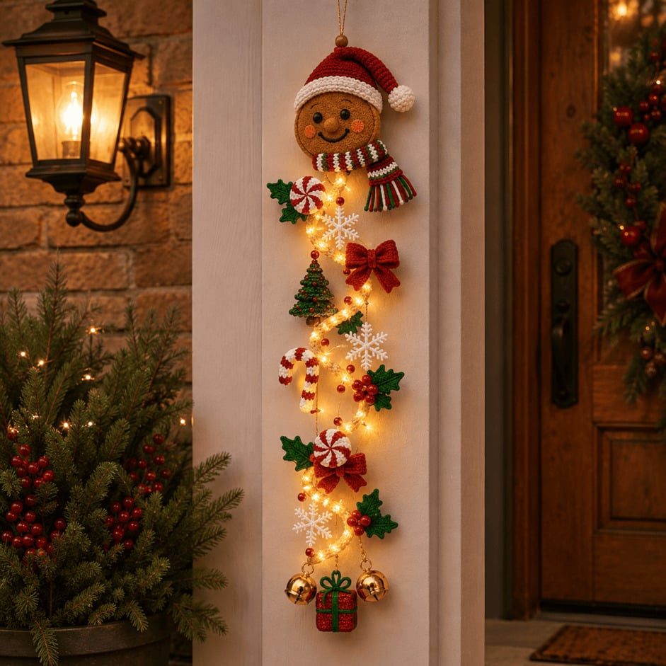 🎄Light-Up Christmas Door Hanger | 6 festive light designs, warm glow, 3D details, and space-saving vertical decor ✨