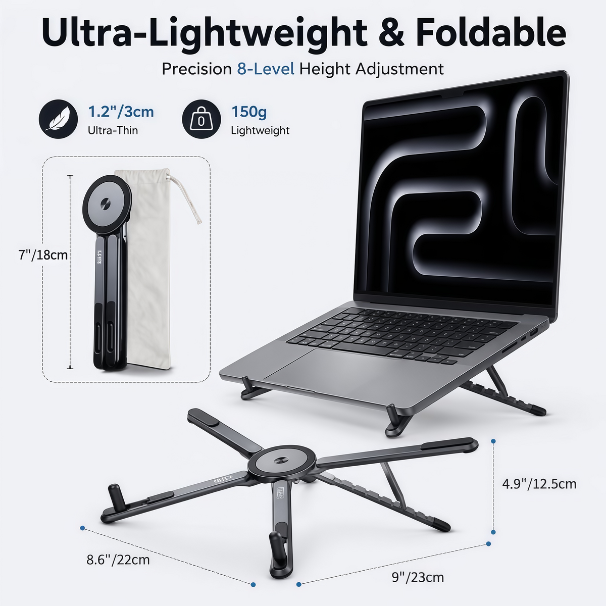 3-in-1 Foldable Laptop, Tablet & Magnetic Phone Stand