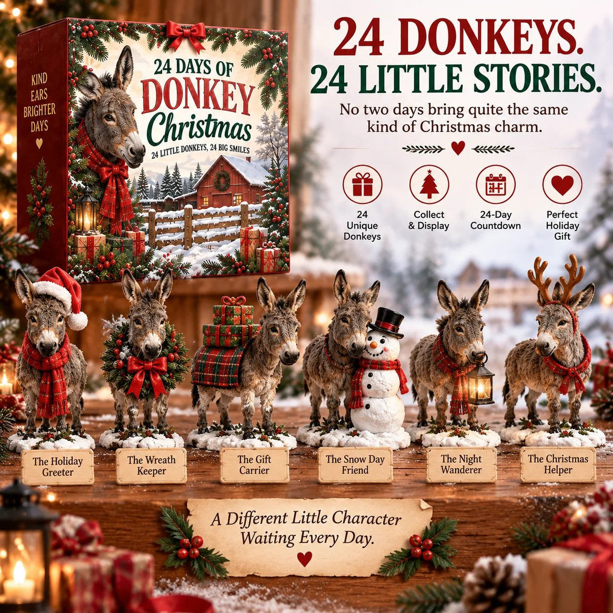 Benevolent ears, brighter days – 24-day 2D Christmas collection with donkeys