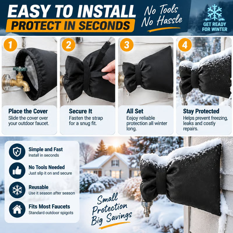❄️ Outdoor Faucet Cover | Winter Freeze Protection Insulated Spigot Protector