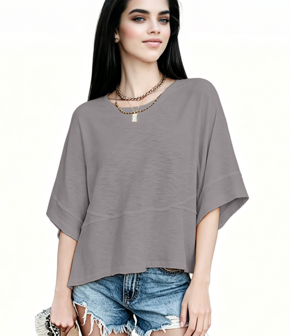☀️ Women's Summer Casual Crewneck Batwing Top – Loose Fit, Cute & Breezy 🌸
