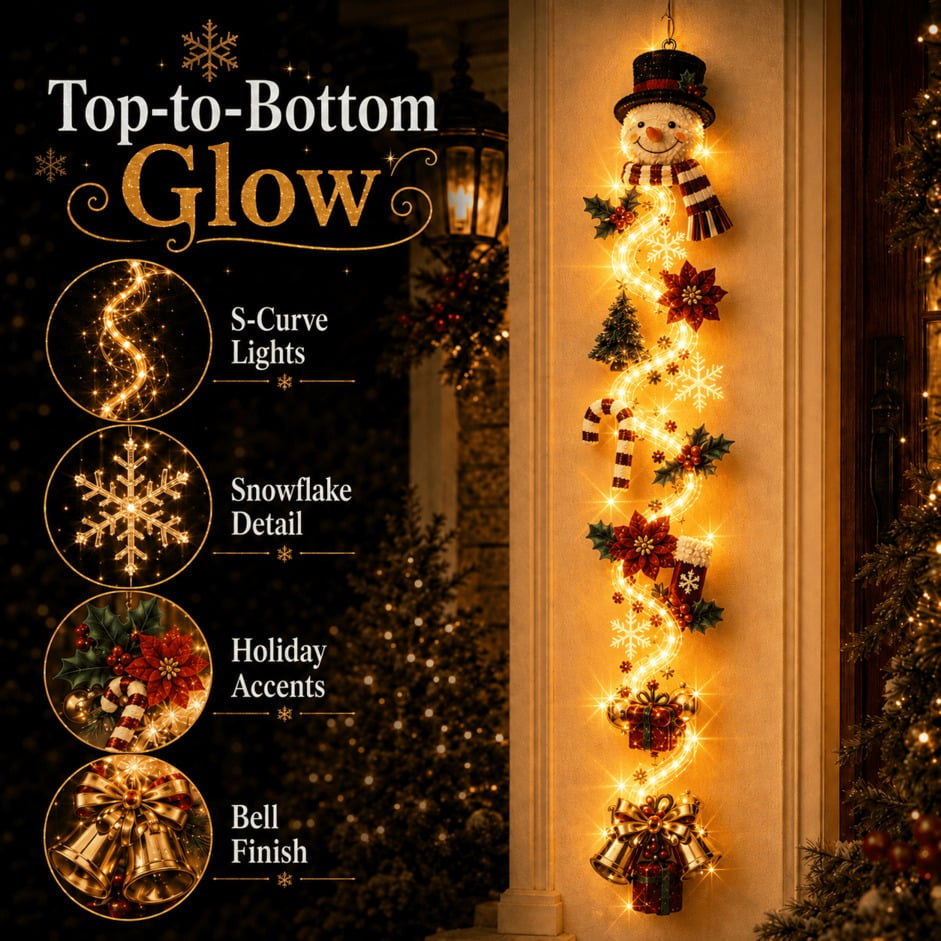 🎄Light-Up Christmas Door Hanger | 6 festive light designs, warm glow, 3D details, and space-saving vertical decor ✨