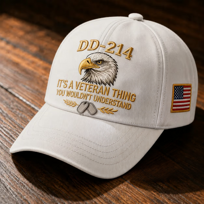 100% Handmade DD-214 Veteran Honor Embroidered Cap