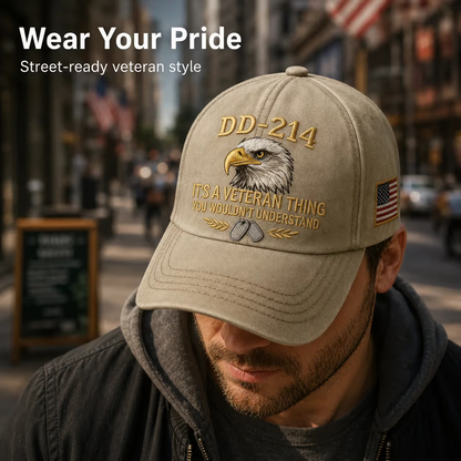 100% Handmade DD-214 Veteran Honor Embroidered Cap