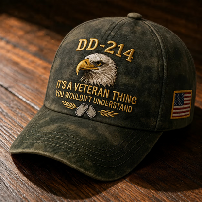 100% Handmade DD-214 Veteran Honor Embroidered Cap