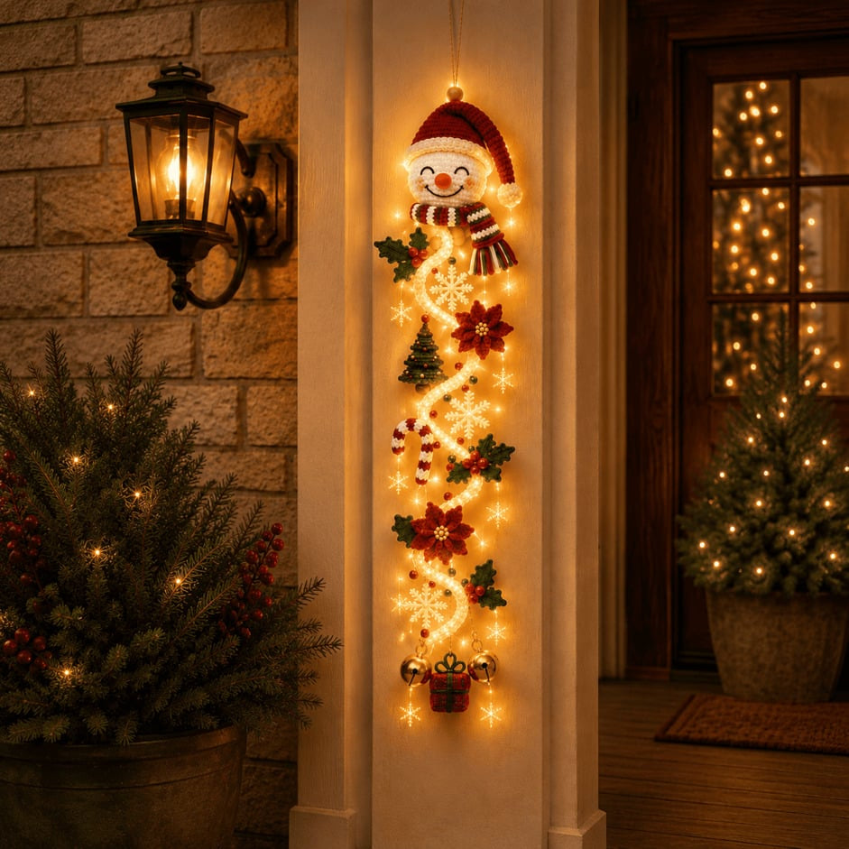 🎄Light-Up Christmas Door Hanger | 6 festive light designs, warm glow, 3D details, and space-saving vertical decor ✨