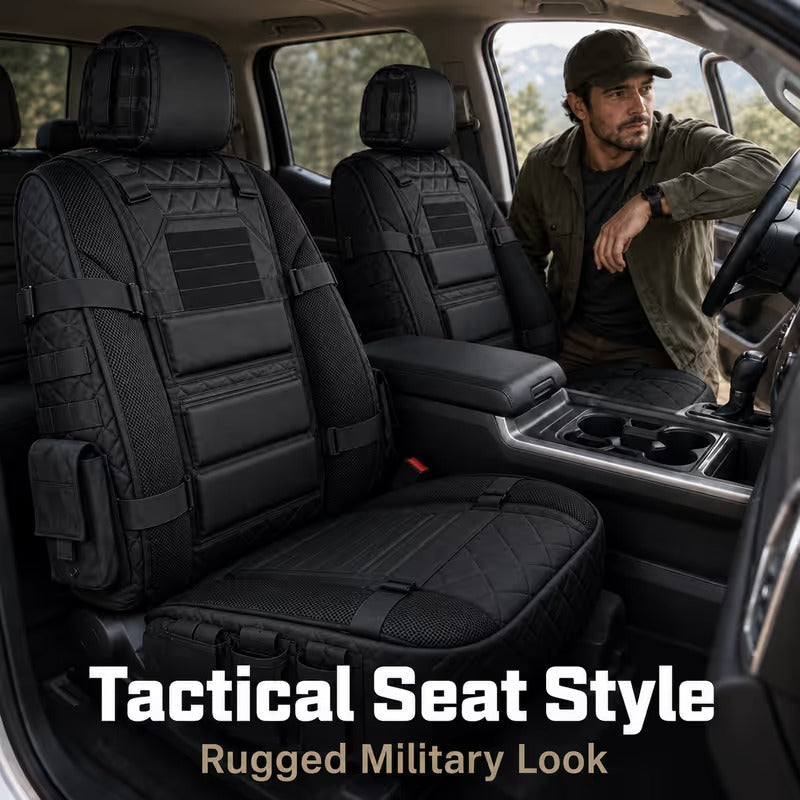 🎖️ Military‑Style Auto Seat Protectors｜Universal Fit Heavy‑Duty Cushion For Long‑Drive Vehicle Owners