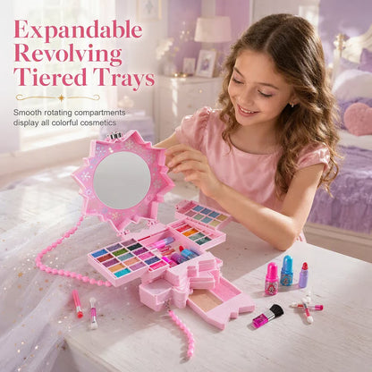 ✨💥📢📢 Washable Princess Makeup Set – Non‑irritating, trays & portable case 🎀