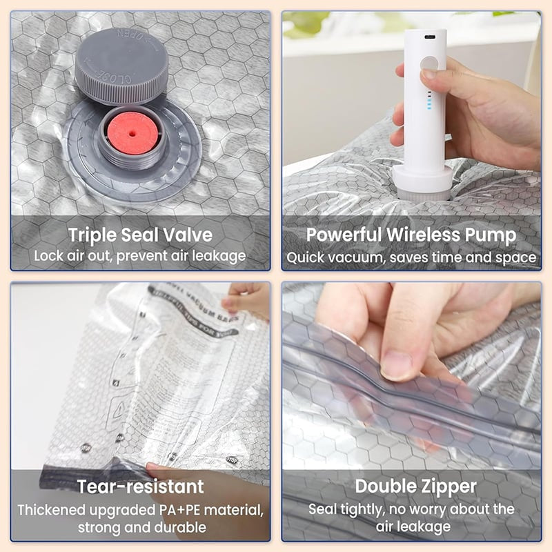 🎁Cordless Travel Vacuum Storage Compression Bag Set