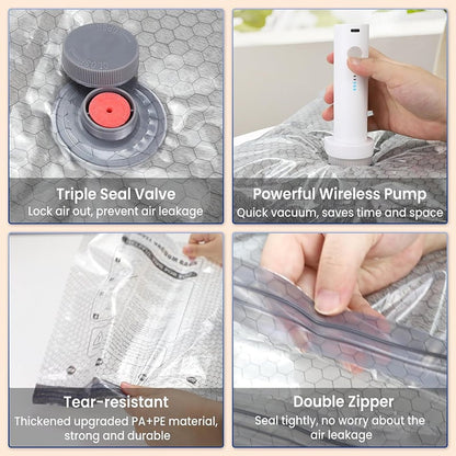 🎁Cordless Travel Vacuum Storage Compression Bag Set