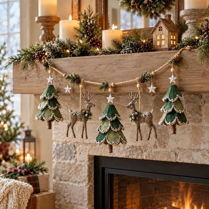 🎁🎄✨ Enchanted Lighted Woodland Christmas Garland