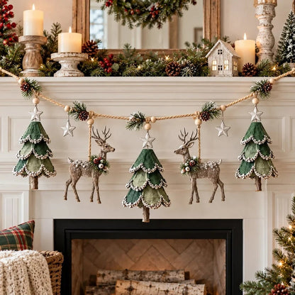 🎁🎄✨ Enchanted Lighted Woodland Christmas Garland