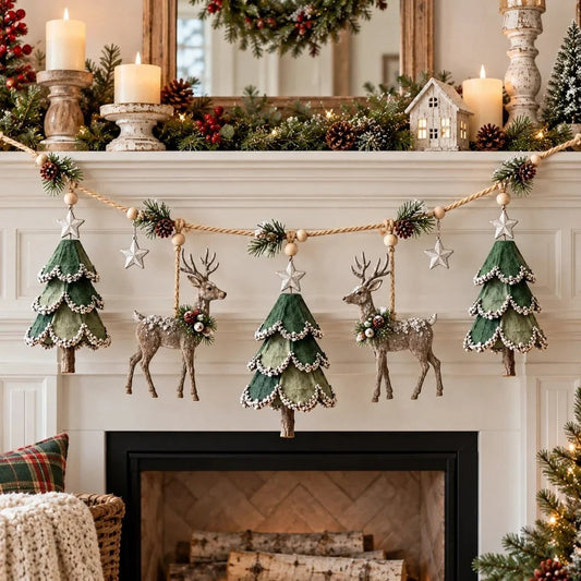 🎁🎄✨ Enchanted Lighted Woodland Christmas Garland