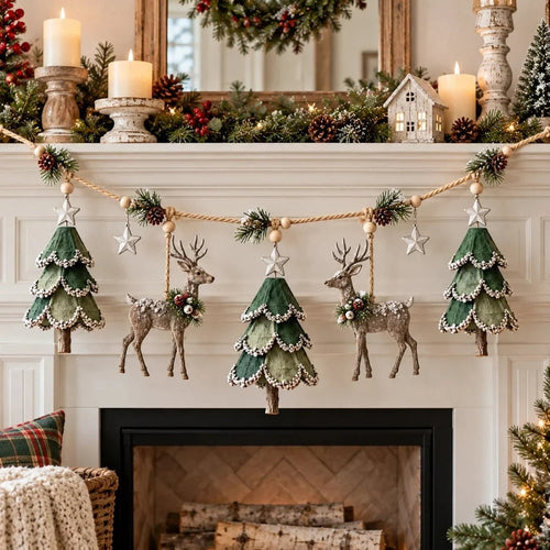 🎁🎄✨ Enchanted Lighted Woodland Christmas Garland
