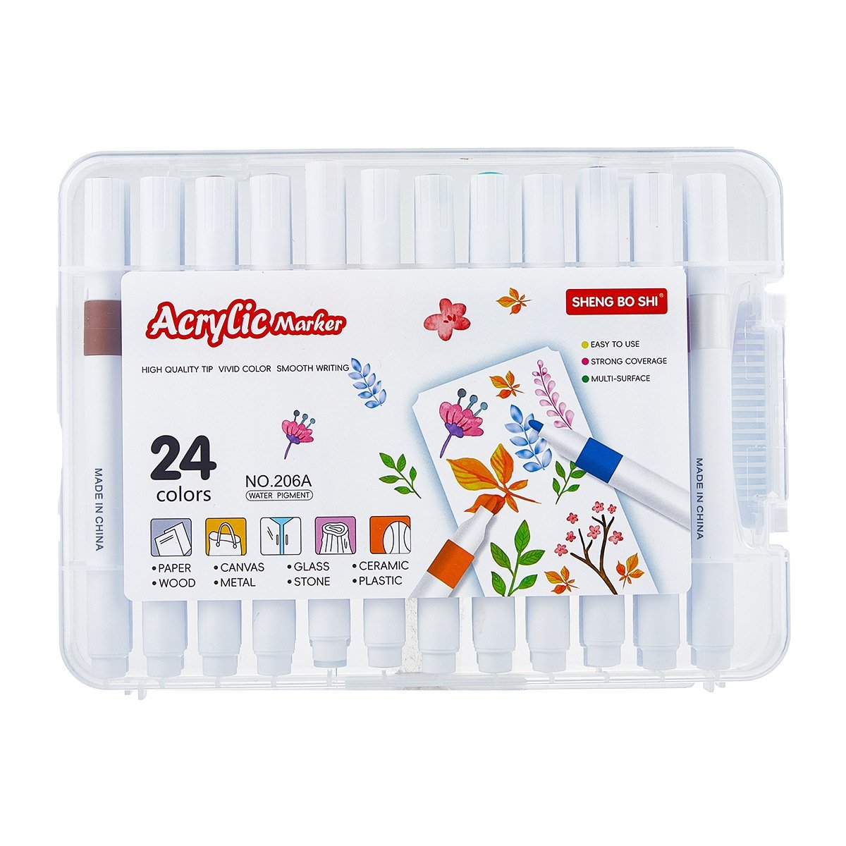 FINENOLO Brush Tip Acrylic Markers Set (24/36/60 Pack) with Portable Stackable Storage Box, Premium Water-Based Automatic Ink Colored Pens Drawing & Painting Supplies for All Levels, Art Supplies for Rock Painting, DIY Crafts