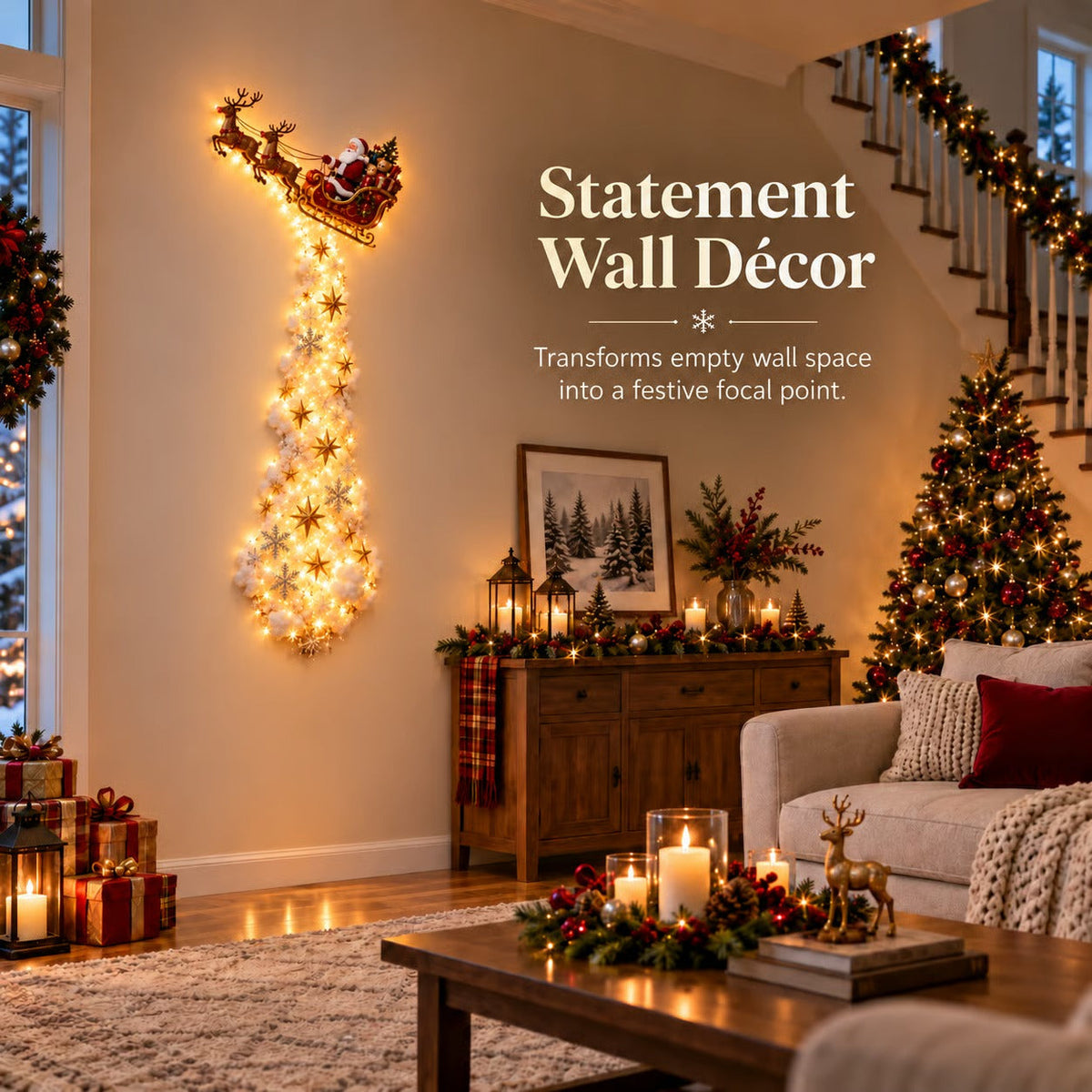 Illuminated Christmas wall decoration Magical Christmas path – Festive light decoration with 10 Christmas motifs