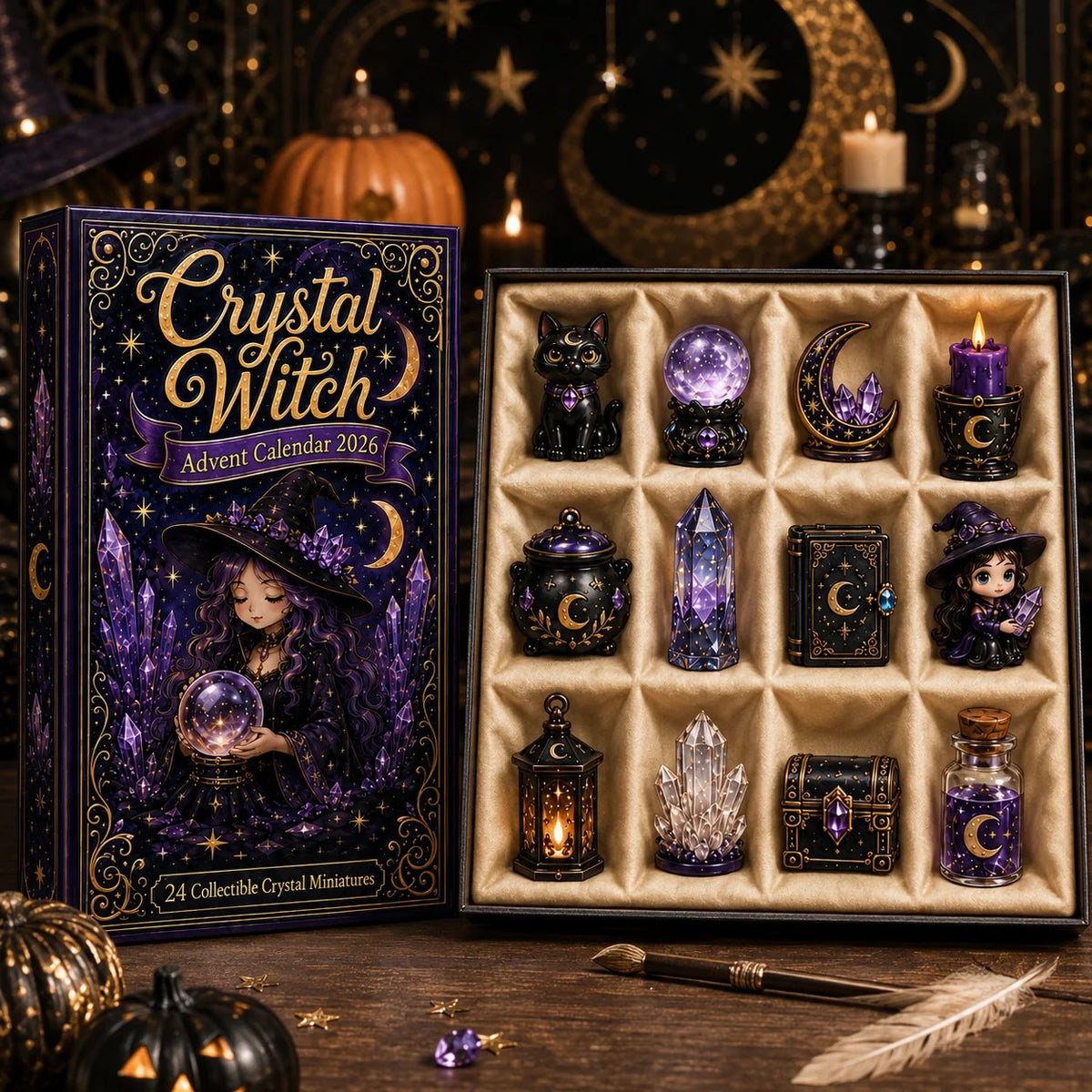 🔮 2026 "Crystal Witch" Advent Calendar | 24 days filled with mystical miniatures, crystal-inspired surprises, and enchanting magic ✨