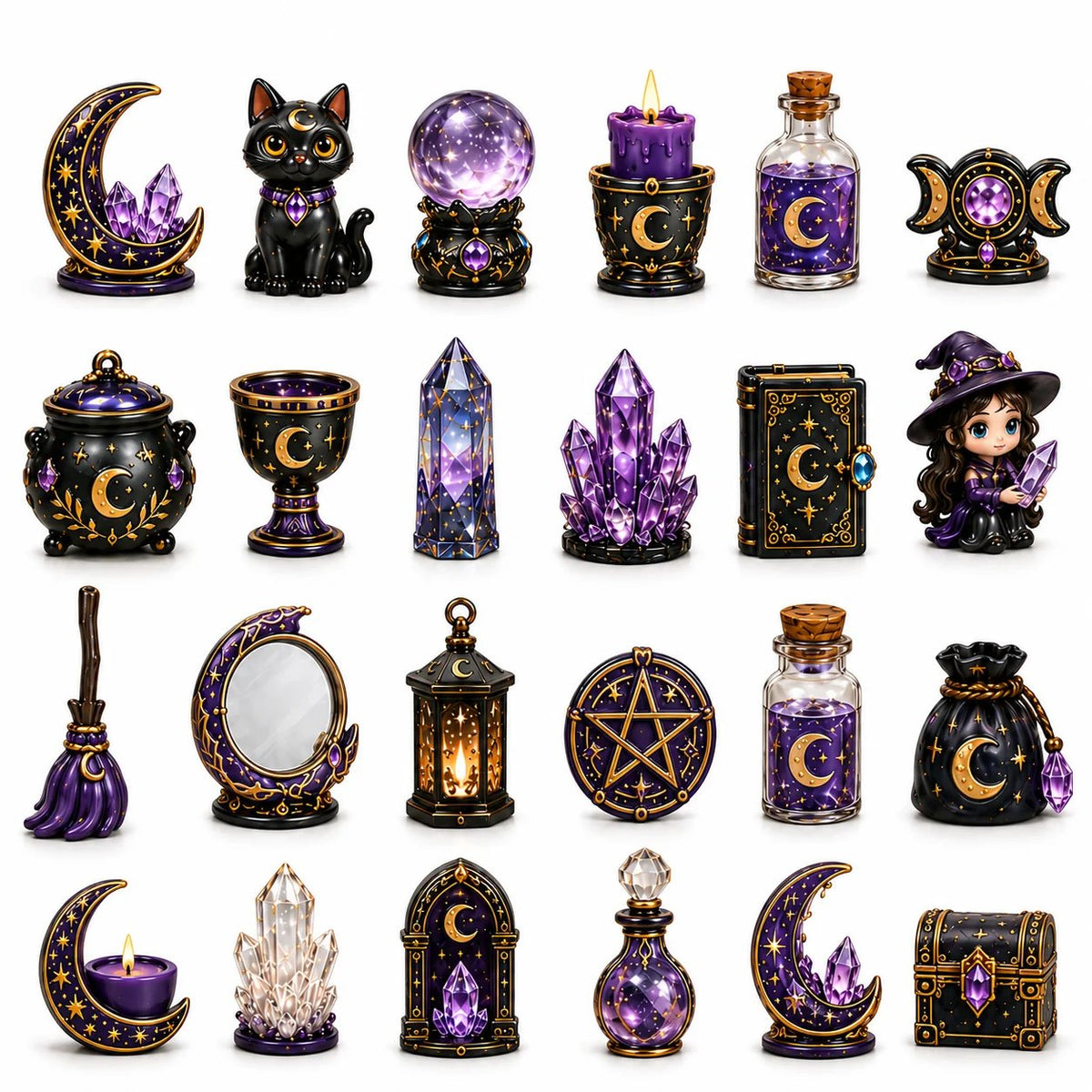 🔮 2026 "Crystal Witch" Advent Calendar | 24 days filled with mystical miniatures, crystal-inspired surprises, and enchanting magic ✨